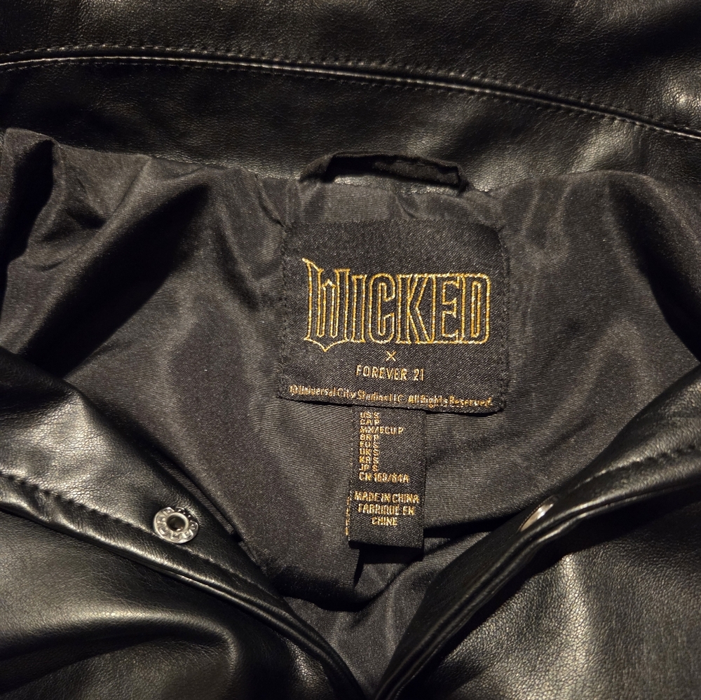 Forever 21 Wicked Rhinestone Faux Leather Jacket sz Sm - Picture 3 of 3